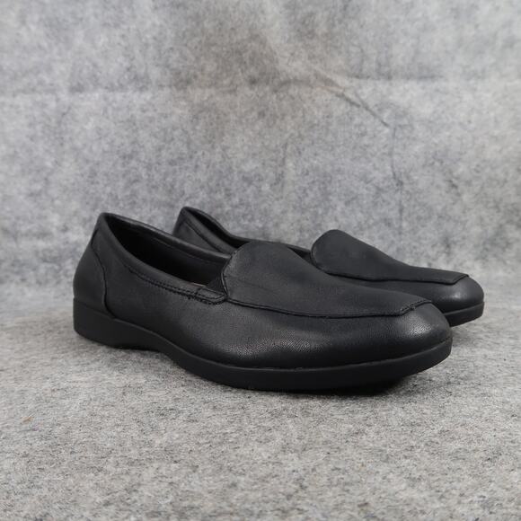 Easy Spirit Shoes Womens 8 Loafers Slip On Leather Black Comfort Walking Classic - Picture 1 of 13